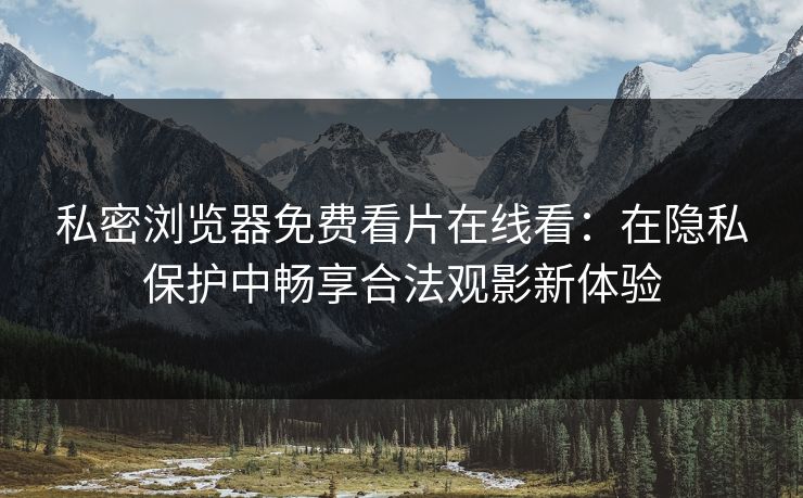 私密浏览器免费看片在线看：在隐私保护中畅享合法观影新体验