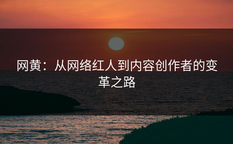 网黄：从网络红人到内容创作者的变革之路