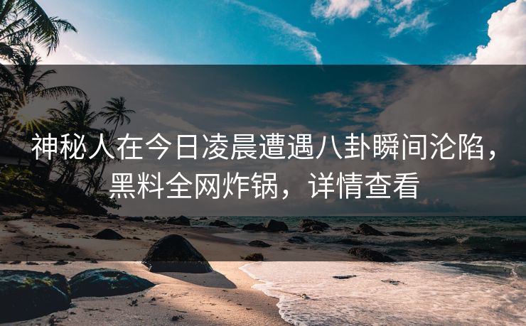 神秘人在今日凌晨遭遇八卦瞬间沦陷，黑料全网炸锅，详情查看