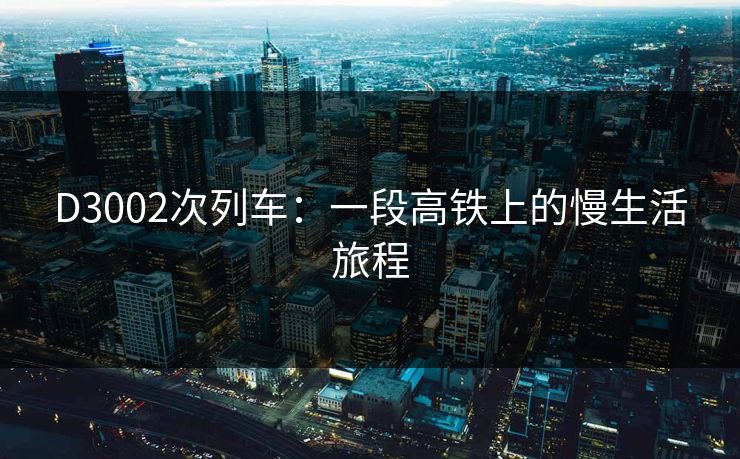 D3002次列车：一段高铁上的慢生活旅程