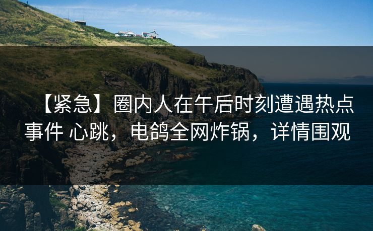 【紧急】圈内人在午后时刻遭遇热点事件 心跳，电鸽全网炸锅，详情围观
