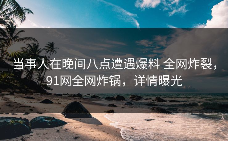 当事人在晚间八点遭遇爆料 全网炸裂，91网全网炸锅，详情曝光