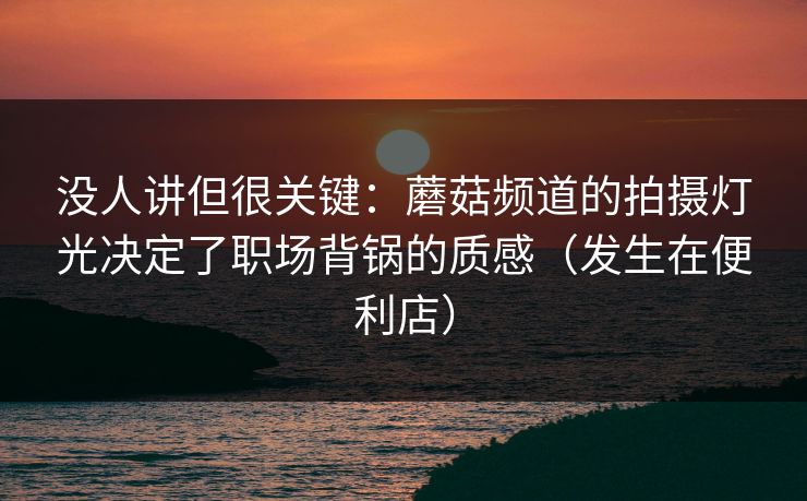 没人讲但很关键：蘑菇频道的拍摄灯光决定了职场背锅的质感（发生在便利店）