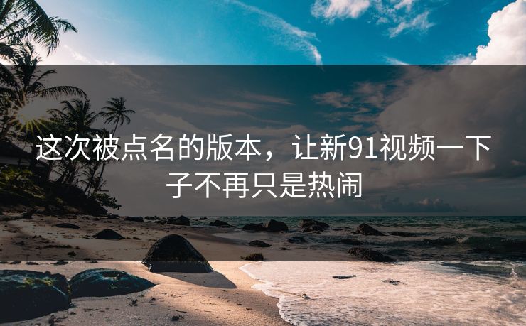 这次被点名的版本，让新91视频一下子不再只是热闹