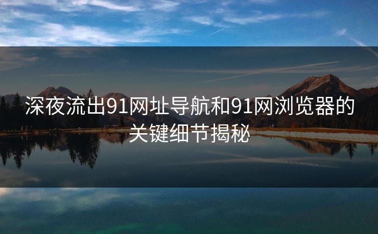 深夜流出91网址导航和91网浏览器的关键细节揭秘